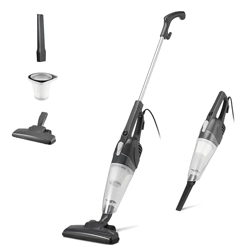Amazon Basics 2-in-1 Corded Stick Vacuum Cleaner, Converts to Handheld, Lightweight (3.9 LBS), with Washable Filter, Crevice Tools, 0.5L Dust Cup, Self-Standing, 19.7-Ft Cord, 300W, Black